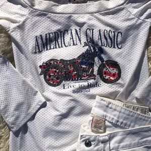 Bejeweled L/S off the shoulder T-shirt